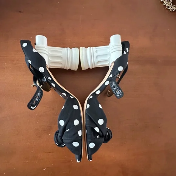 Dolce Gabbana Polka Dot Sandals with  column pillar  heel IT 37.5 - Picture 3 of 5